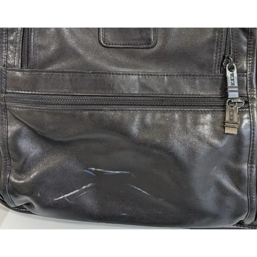 TUMI Alpha Expandable Large Leather Briefcase‎ Laptop Messenger Shoulder Bag